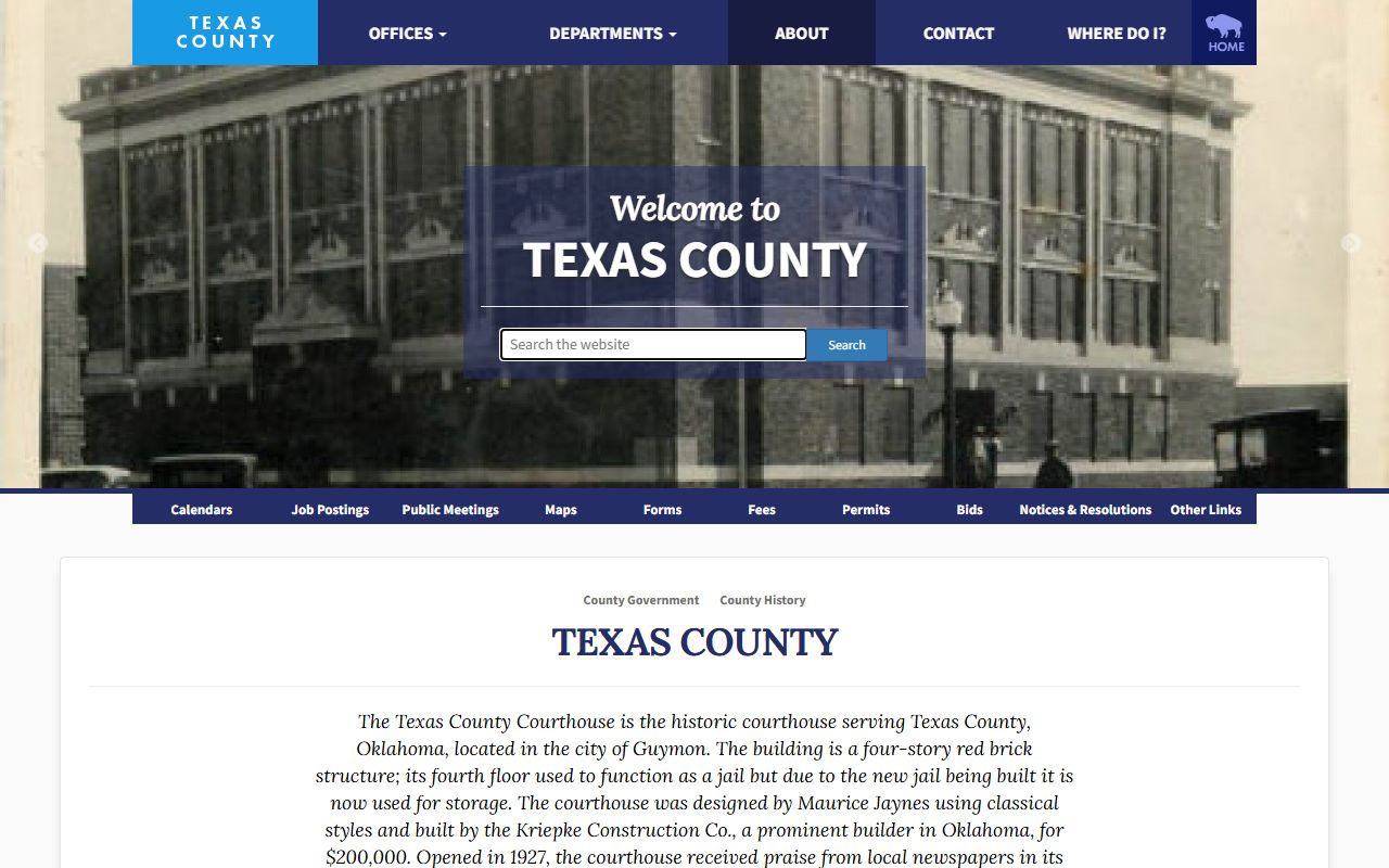 Texas County courthouse history and former jail floor for inmate population context